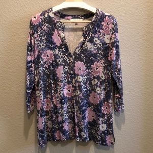 Rose + Olive Henley with 3/4 length sleeves